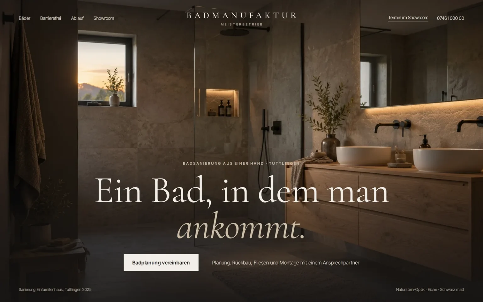 Designbeispiel Website Badsanierung