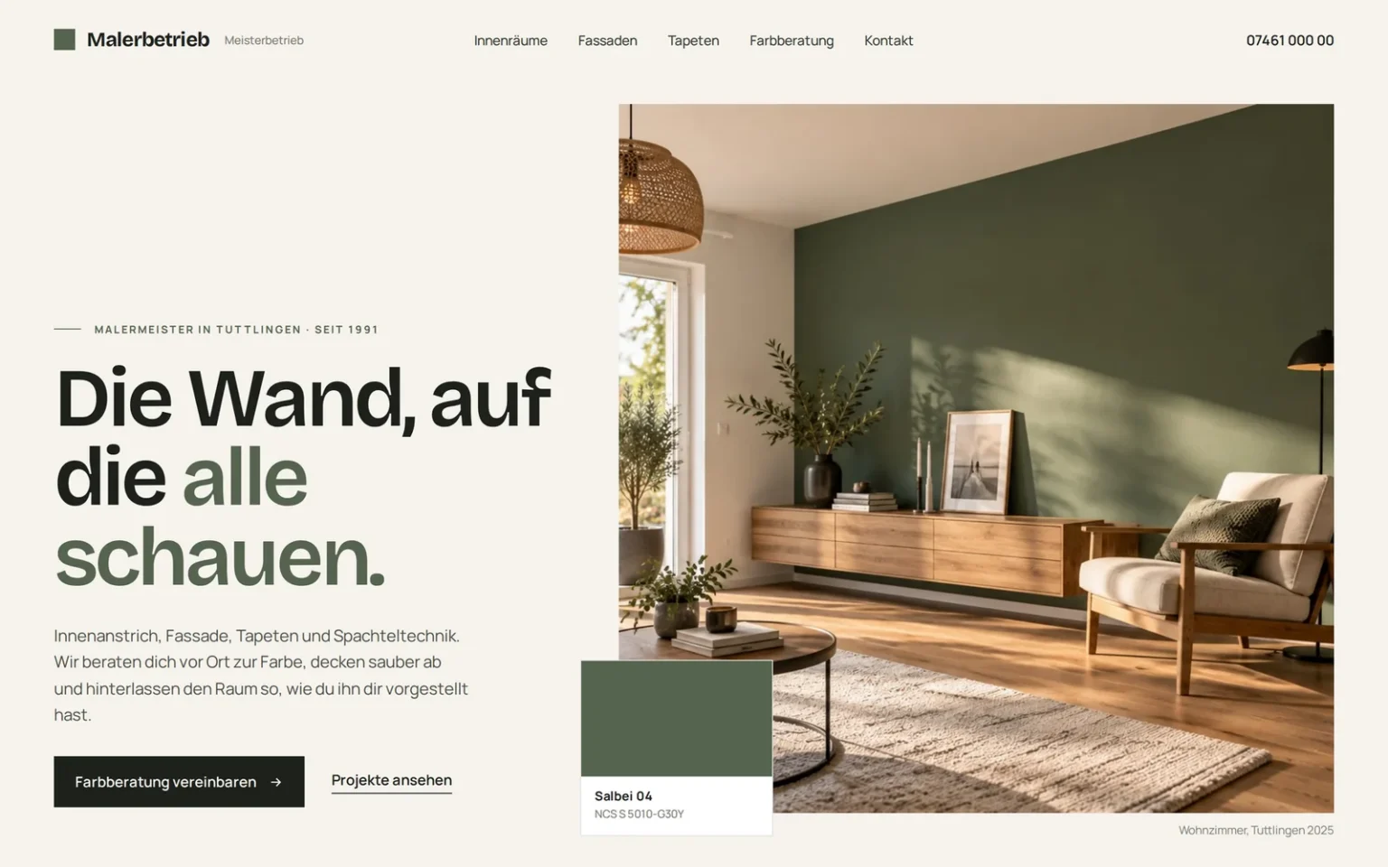 Designbeispiel Website Malerbetrieb
